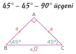45 45 90 üçgeni