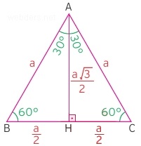 eşkenar üçgenin yüksekliği